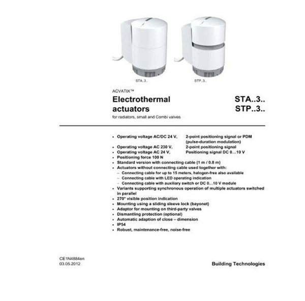 Actuador SIEMENS Modelo STA63, AC-24V, NC, DC 0 a 10V
