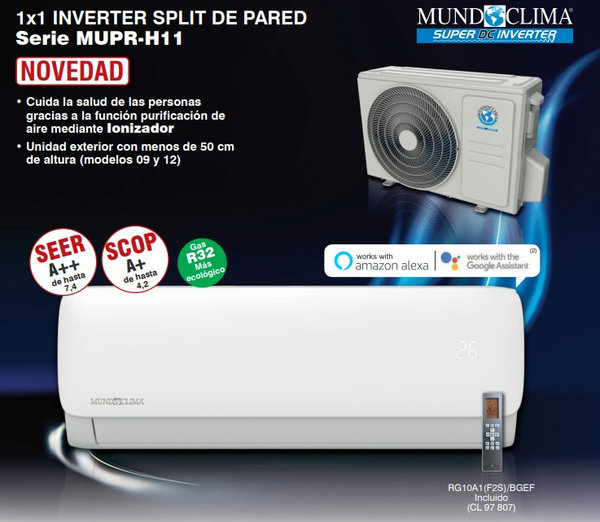 Mundoclima Split Pared Inverter MUPR-09-H11 R32 2200 Frig